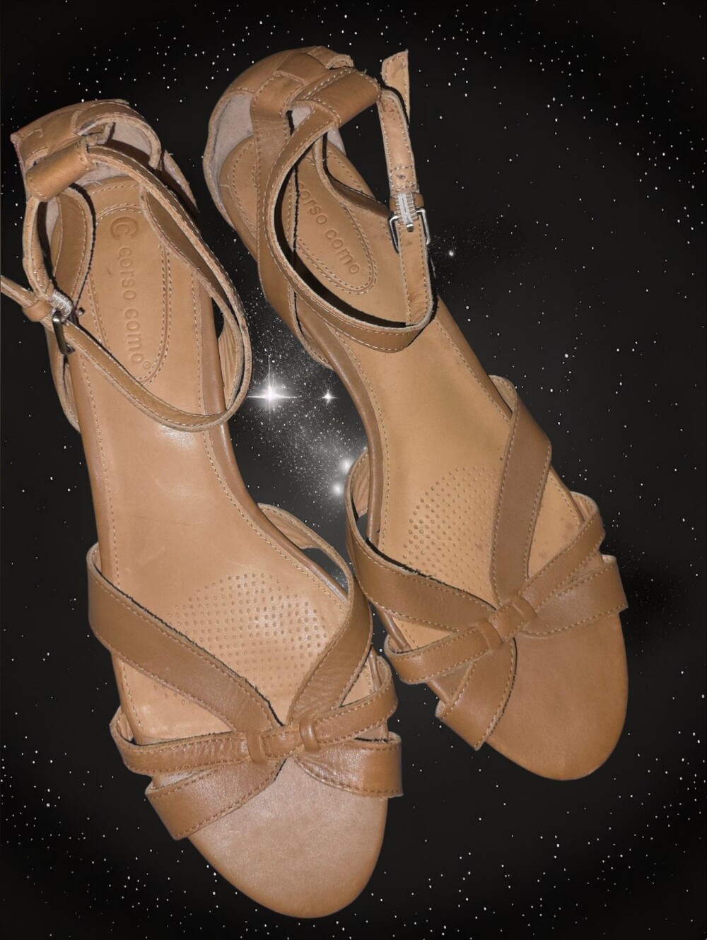 Corso Como Tan Leather Strappy Sandals - Picture 3 of 5